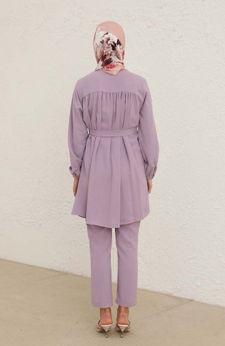 Shirred Detail Two Piece Suit 70012-02 Lilac 70012-02