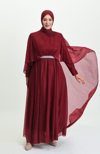 Claret red İslamitische Avondjurk 8098-02