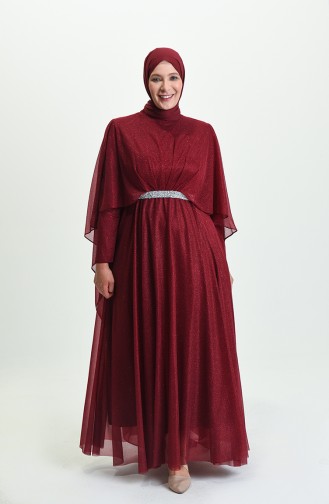 Claret red İslamitische Avondjurk 8098-02