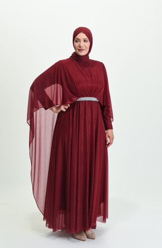 Claret red İslamitische Avondjurk 8098-02