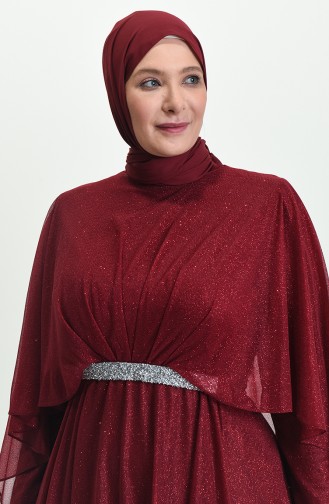 Claret red İslamitische Avondjurk 8098-02