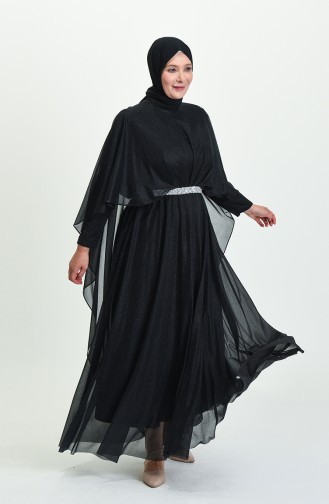 Schwarz Hijab-Abendkleider 8098-03