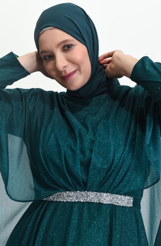 Smaragdgrün Hijab-Abendkleider 8098-04