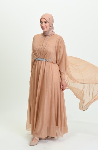 Gold Hijab Evening Dress 8098-05