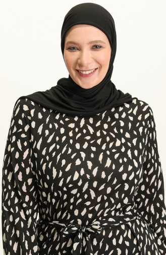 Schwarz Hijab Kleider 4574-01
