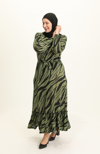 Khaki Hijab Dress 4574D-01