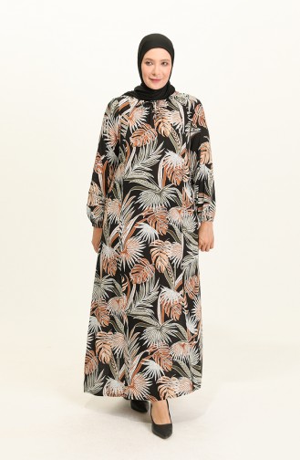 Khaki Hijab Kleider 4585D-02