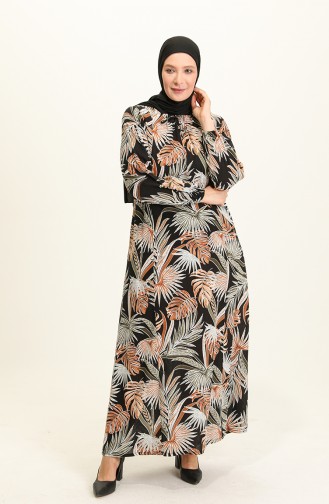 Khaki Hijab Kleider 4585D-02