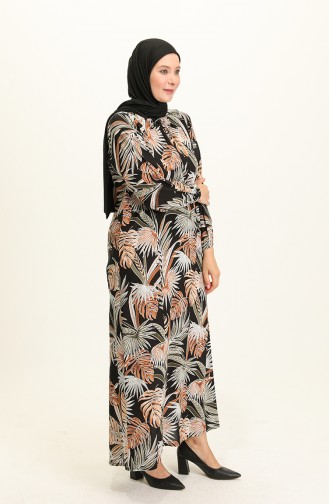 Khaki Hijab Kleider 4585D-02