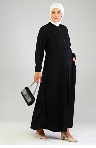 Kadın Büyük Beden Mevlana Ferace Elbise 8398 Siyah