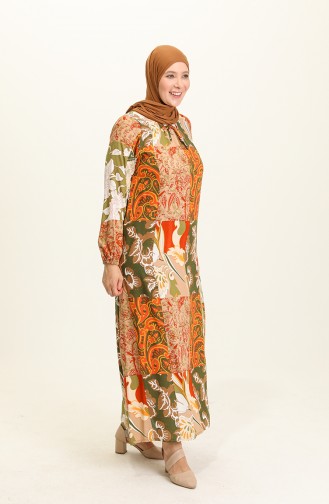 Khaki Hijab Dress 4585-03