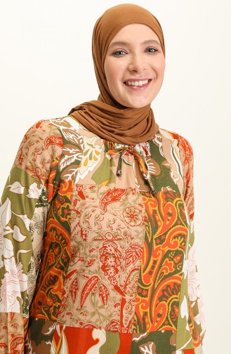 Khaki Hijab Dress 4585-03