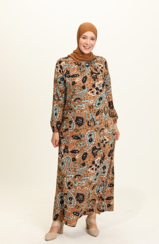 Camel Hijab Dress 4585A-03