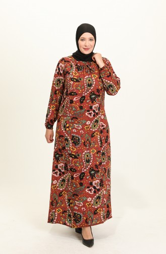 Claret Red Hijab Dress 4585A-04