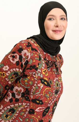 Weinrot Hijab Kleider 4585A-04