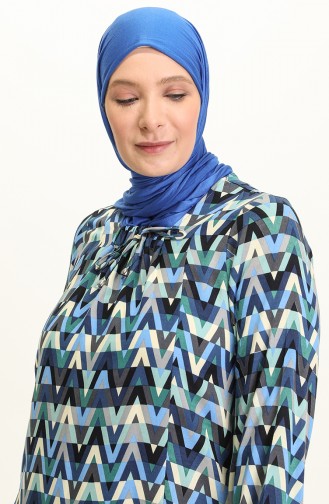 Blue Hijab Dress 4585C-02