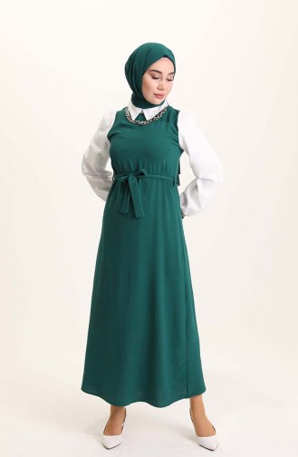 Robe Hijab Vert emeraude 0385-01
