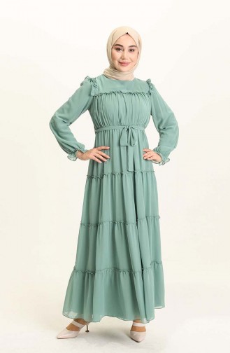 Unreife Mandelgrün Hijab Kleider 5797-01