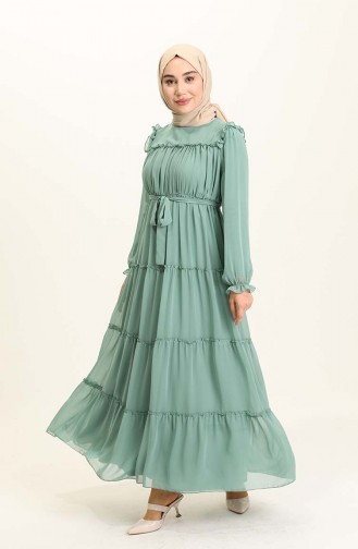 Unreife Mandelgrün Hijab Kleider 5797-01