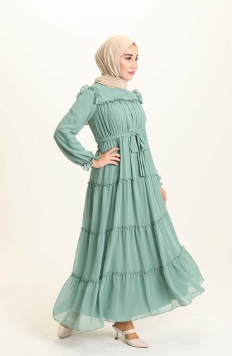 Unreife Mandelgrün Hijab Kleider 5797-01
