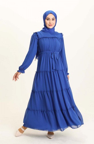 Saxe Hijab Dress 5797-02