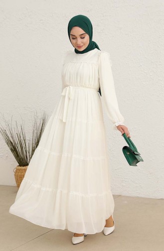 Ecru Hijab Dress 5797-03