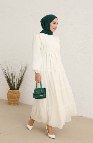 Ecru Hijab Dress 5797-03