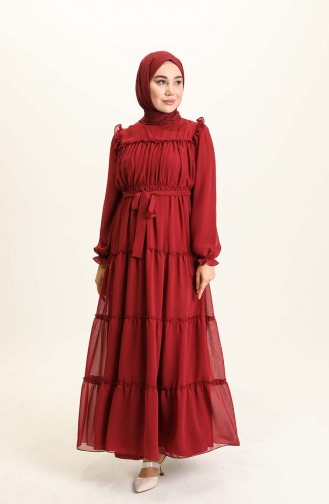 Weinrot Hijab Kleider 5797-04