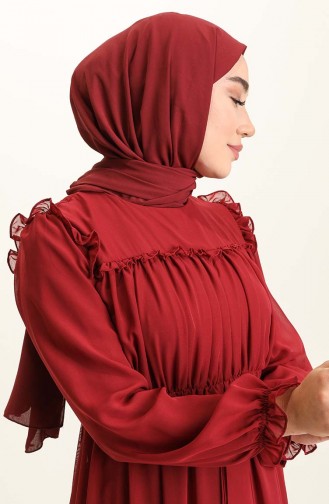Claret Red Hijab Dress 5797-04