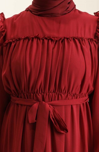 Claret Red Hijab Dress 5797-04