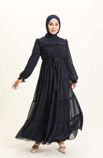 Navy Blue Hijab Dress 5797-05