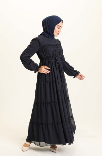 Navy Blue Hijab Dress 5797-05