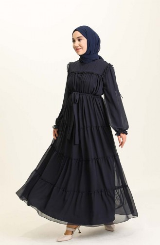 Navy Blue Hijab Dress 5797-05