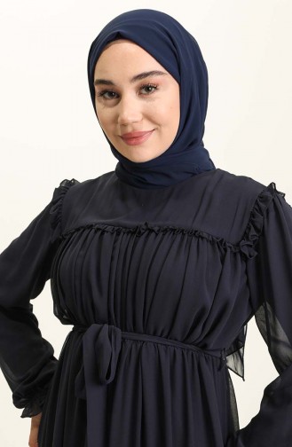 Navy Blue Hijab Dress 5797-05