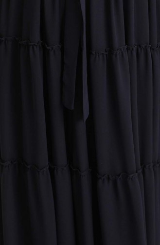 Fırfırlı Kuşaklı Elbise 5797-05 Lacivert