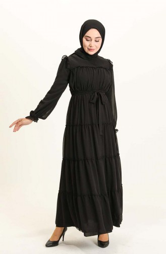 Schwarz Hijab Kleider 5797-08