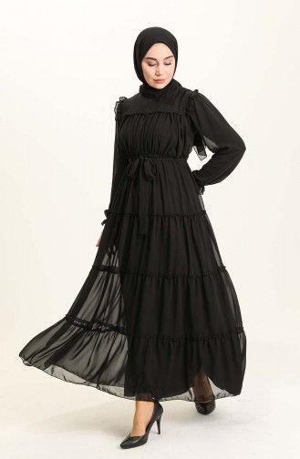 Schwarz Hijab Kleider 5797-08