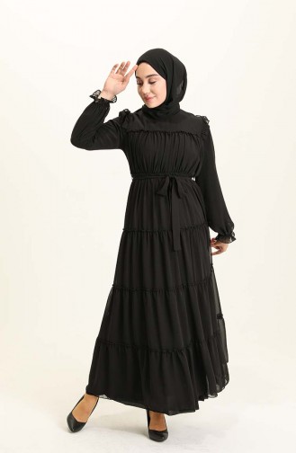 Schwarz Hijab Kleider 5797-08