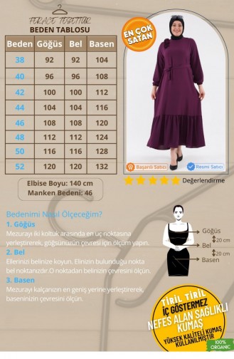 Plum Hijab Dress 8207.Mürdüm