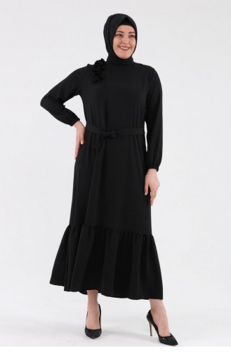 Black İslamitische Jurk 8207.Siyah