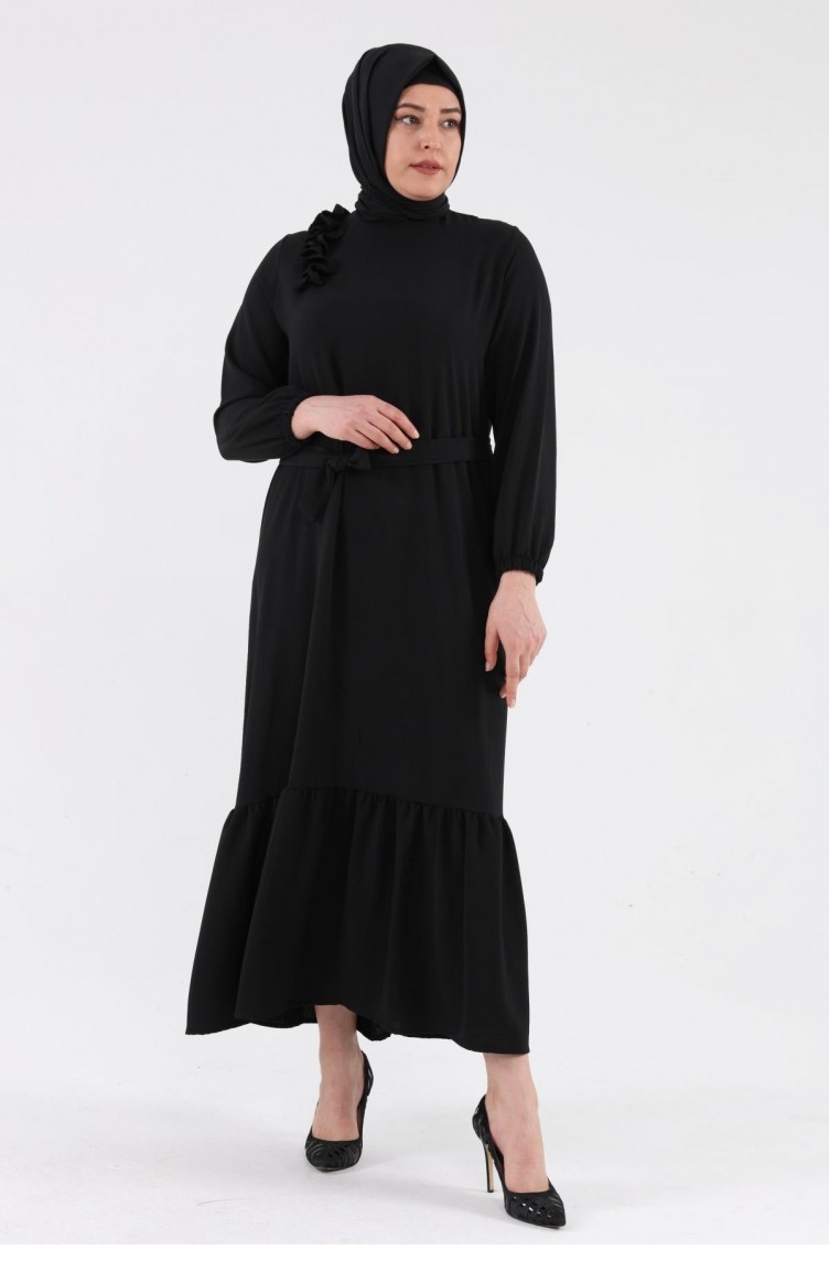Black Hijab Dress 8207.Siyah Sefamerve