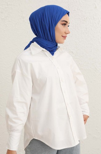 Beyaz Oversize Poplin Gömlek 0011-01 Beyaz