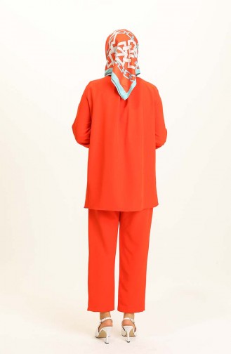 Beli Büzgülü Tunik Pantolon İkili Takım 0192-02 Turuncu