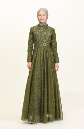 Khaki Hijab Evening Dress 1024-01