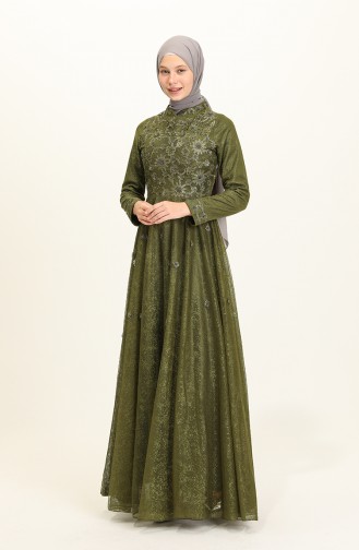 Khaki Hijab Evening Dress 1024-01