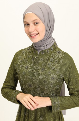 Khaki Hijab Evening Dress 1024-01