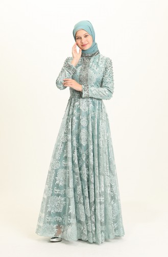 Green Almond Hijab Evening Dress 2026-01