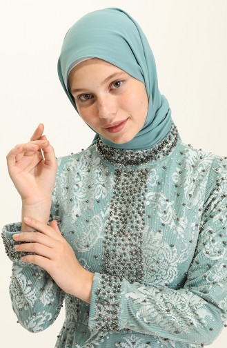 Green Almond Hijab Evening Dress 2026-01