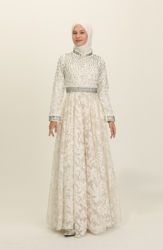 Ecru Hijab Evening Dress 2008-01