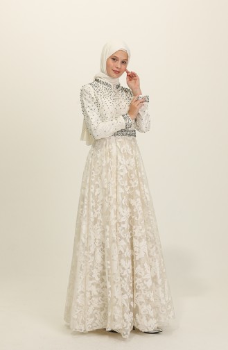 Ecru Hijab Evening Dress 2008-01